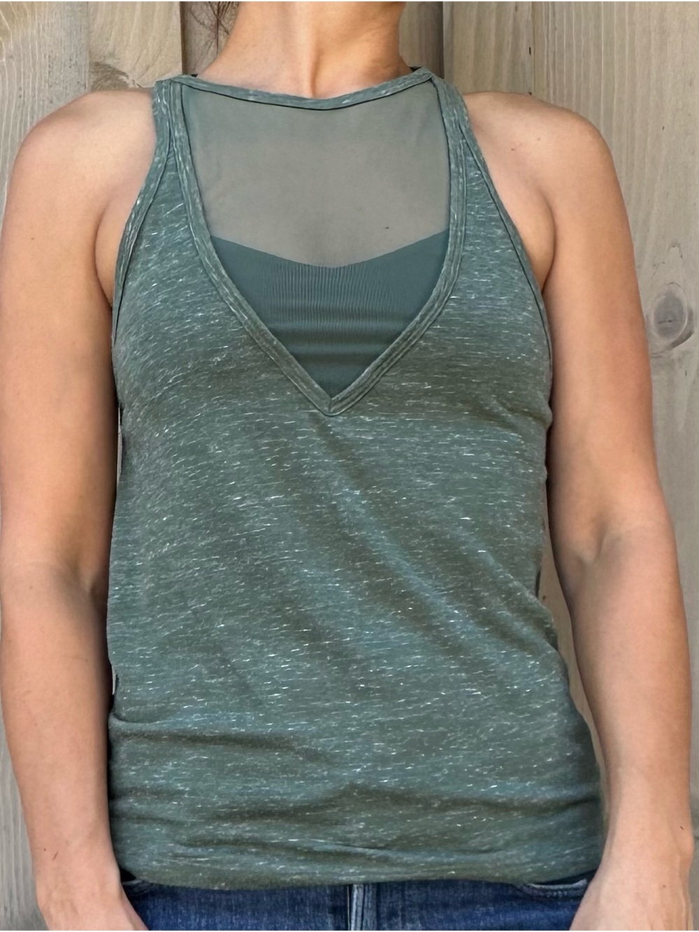 Victoria's Secret Olive Green Mesh-Panel Racerback Tank
